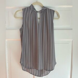 Ann Taylor Gray Striped Sleeveless Blouse